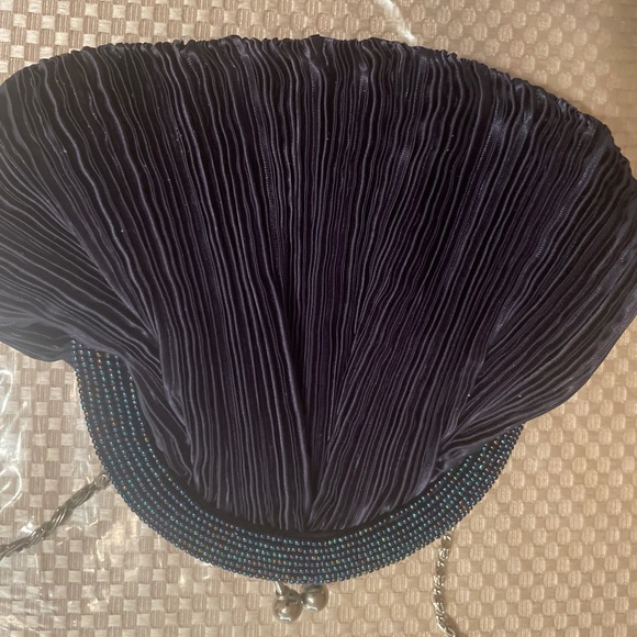 Vintage blue Pocketbook with strap and beads - Picture 3 of 11